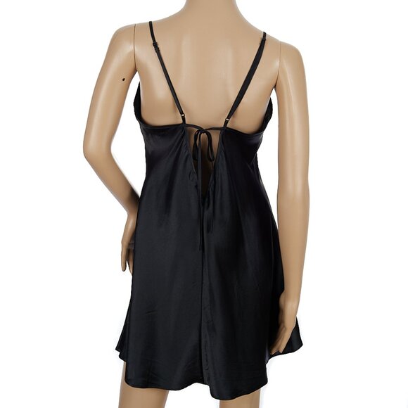 Vintage y2k Victoria's Secret Black Satin Silky Slip Dress Large - Picture 4 of 7